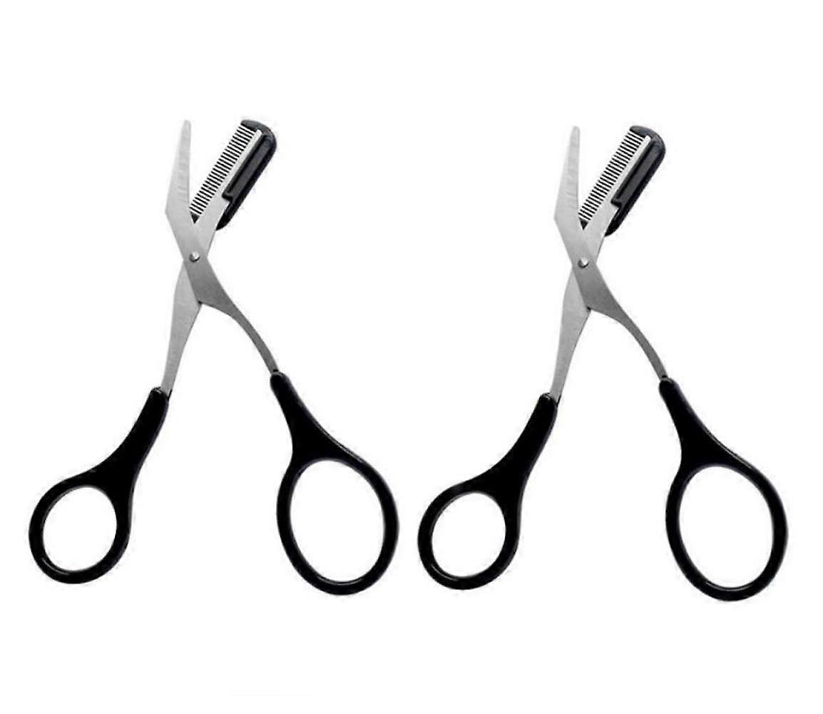 2PCS Eyebrow Trimmer Comb Eyelash Hair Scissors