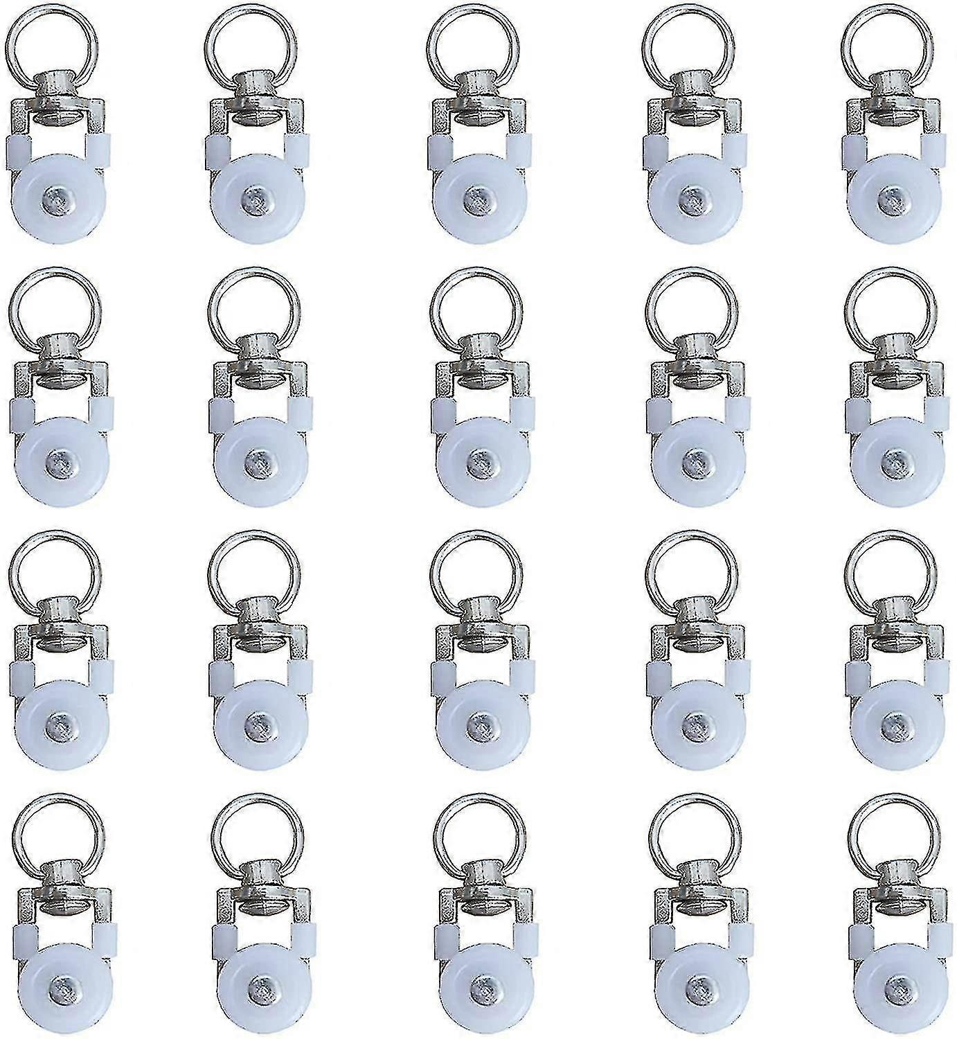 20pcs κύλινδροι κουρτινών, κύλινδροι κομματιών, ολισθαίνοντες ρυθμιστές κυλίνδρων ράβδων κουρτινών, σιωπηλή τροχαλία, διπλή διαδρομή κουρτινών παραθύρων