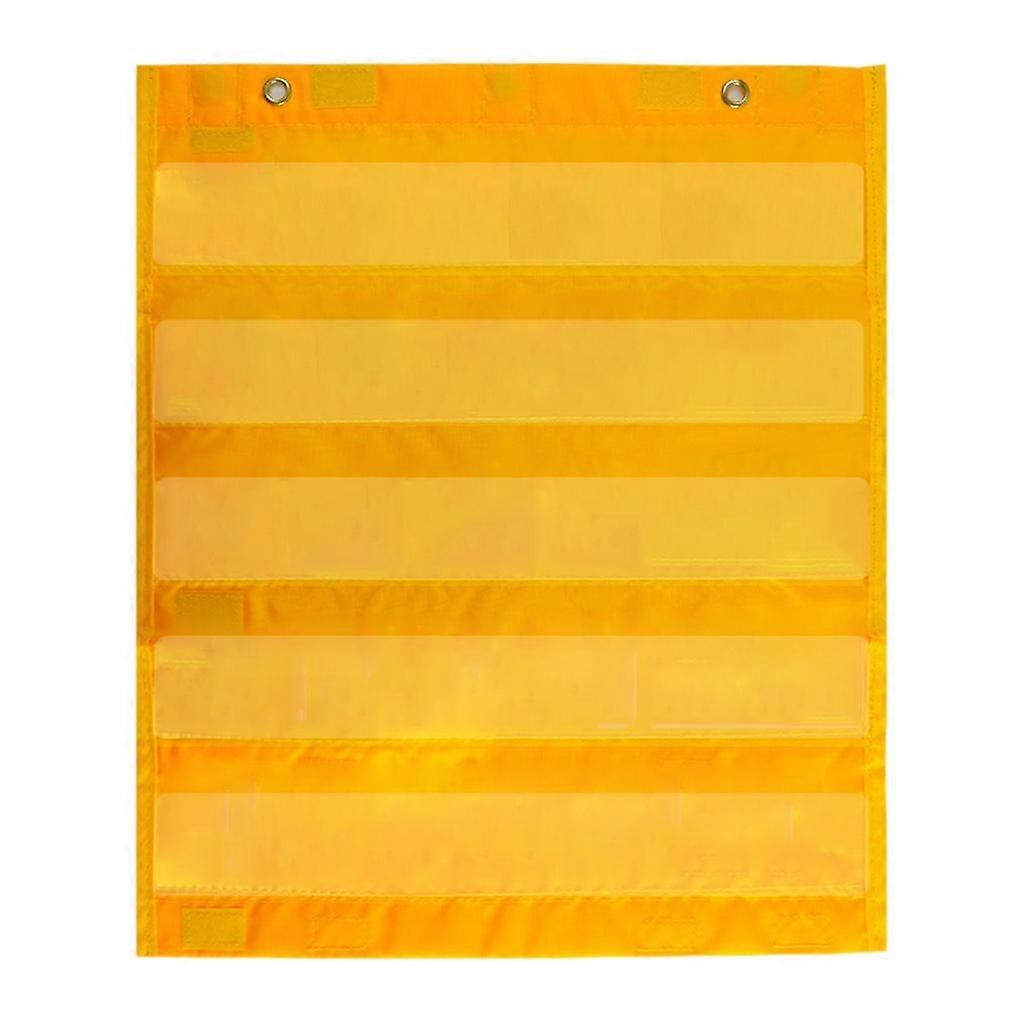 Magnetic Pocket Chart Double-Sided Hanging Schedule Pocket Chart Yellow
