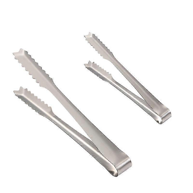 Gadgets de cuisine Pince à glace en acier inoxydable Pince à nourriture (2pcs-argent)