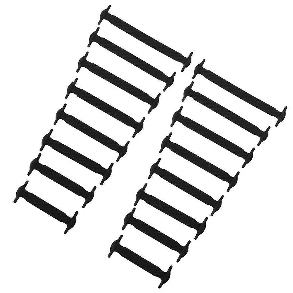 Pair No Tie Elastic Silicone Shoelaces Black Plus size