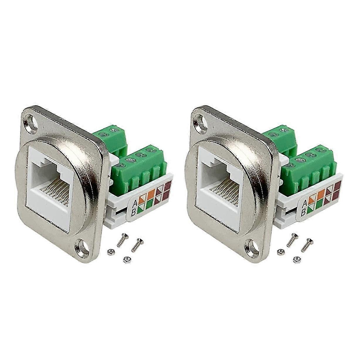 2pcs Rj45 Panel Mount Screw Terminal Adapter, Rj45/8p8c Female Panel Mount Connector, Rj45 Solderless Terminal Extender
