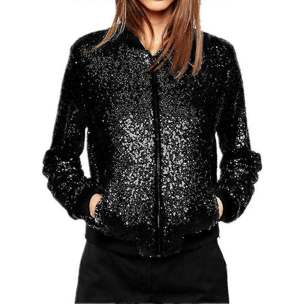 سترة كاجوال بدون ياقة بسحاب رفيع للنساء - YH