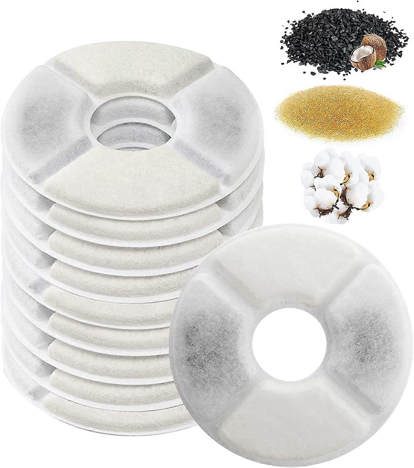12PCS Cat Water Fountain Filter Replacement Filters for 1.6-2.5L Cat Dog Fountain Replacement Filters with Activated Carbon and Ion Exchange Resin