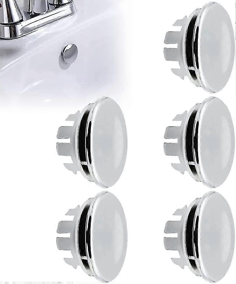 Sink Overflow Stopper, Overflow Stopper Ring, Round Hole Sink Trim, Drainage Hole Replacement Parts Round Cover , 5pcs