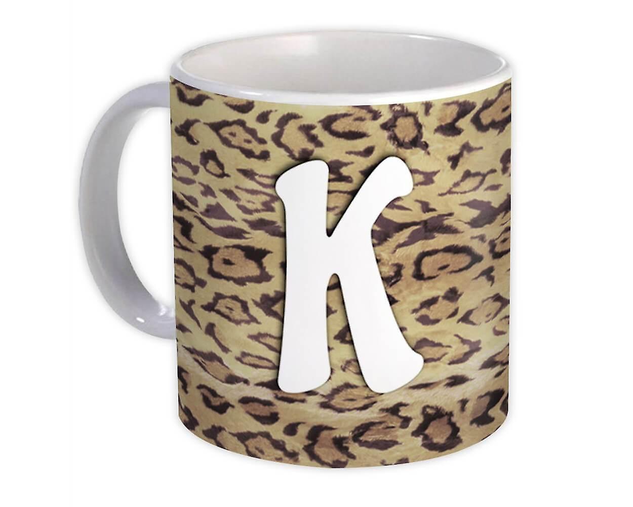 Gift Mok: Monogram Letter K Cheetah
