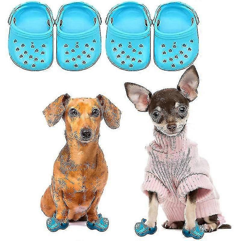 Suning الأليفة التمساح، أحذية جرو الصيف للكلاب الصغيرة، ألوان الحلوى الصنادل، تنفس أحذية مريحة هدية للحيوانات الاليفة مهرجان الأزرق 2 أزواج Zekai