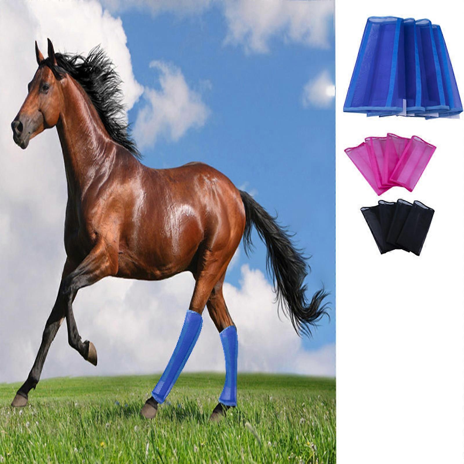 4 Sets Fly Boots for Horse Legs Guard Mesh, Leggings No More Horsefly Nuisance Greatly, Anti-Mosquito Fly Boots for Horse Equestrian Equipment