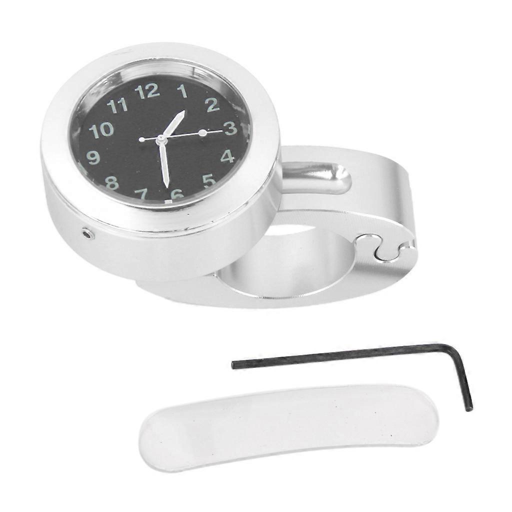 7/8" 1" Universal Motorcycle Handlebar Chrome Silver Dial Clock