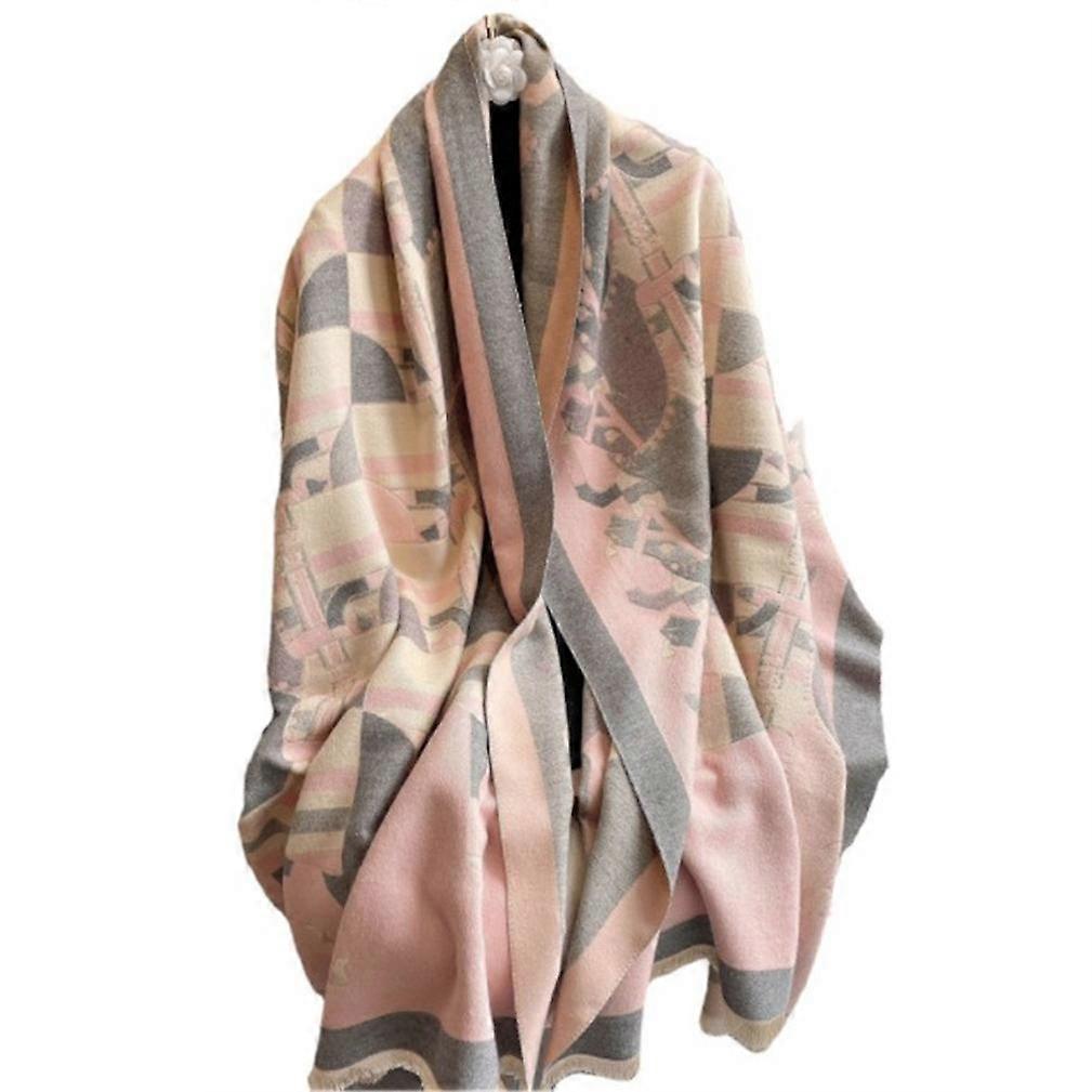 フリンジパシュミナスカーフ秋冬ジャカードショールファッション女性のための長く暖かい厚手ラップ