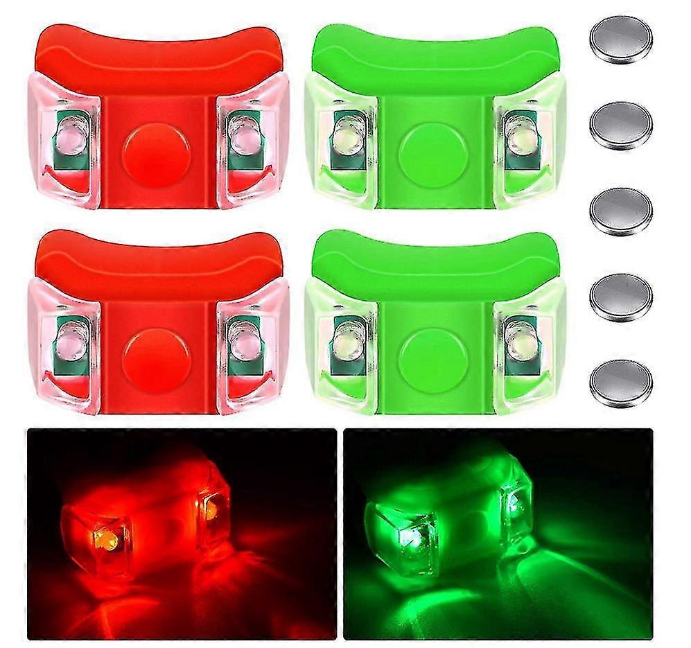 4 Pieces Boat Bow Lights Red And Green Led Boat Navigation Lights With 5 Pieces Button Batteries