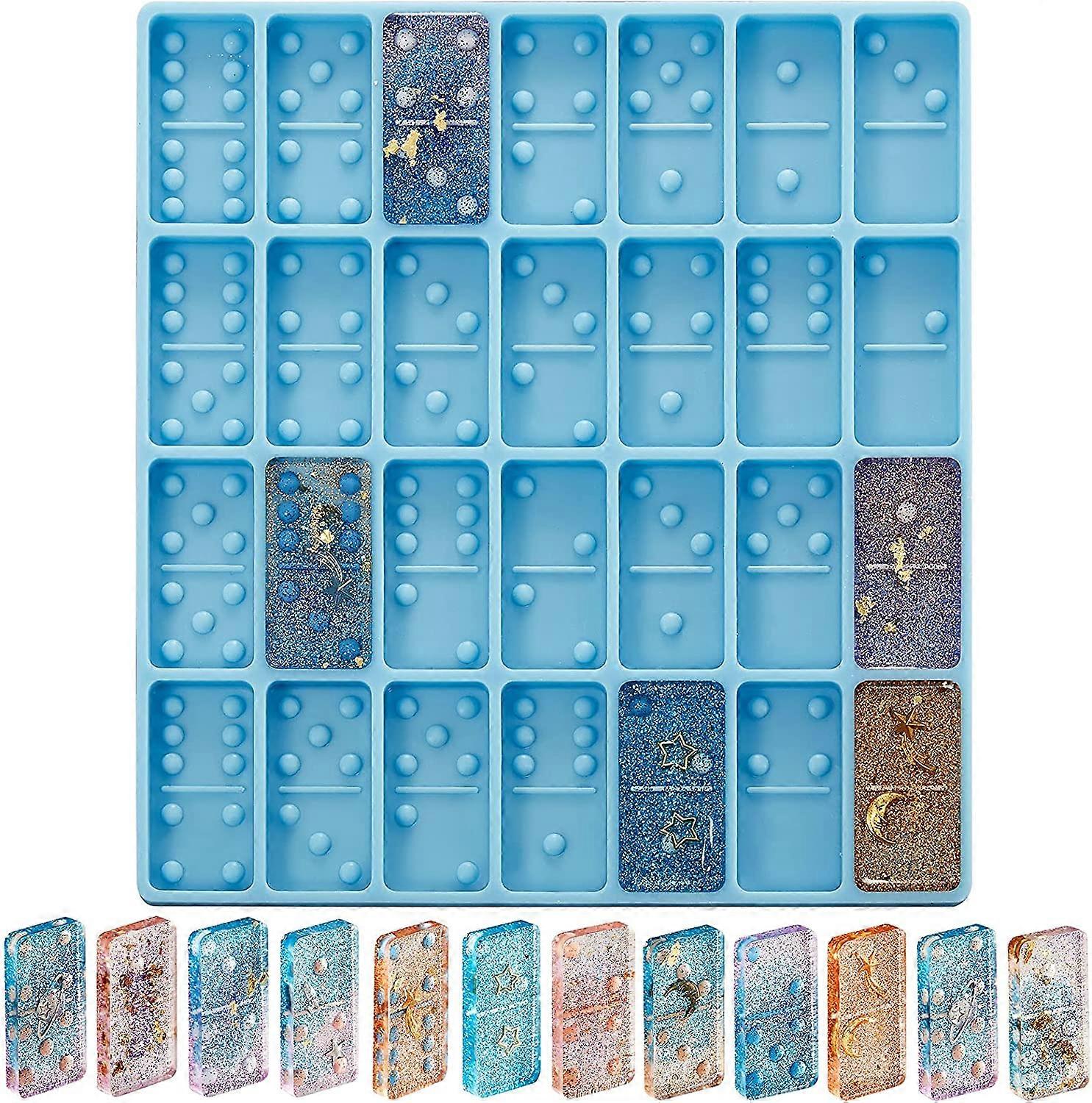 قالب الدومينو للإيبوكسي قالب الدومينو لقوالب حلوى الراتنج قوالب قوالب الدومينو الطينية 28 تجاويف قالب سيليكون لقلادة قوالب الايبوكسي صنع مجوهرات الكيك