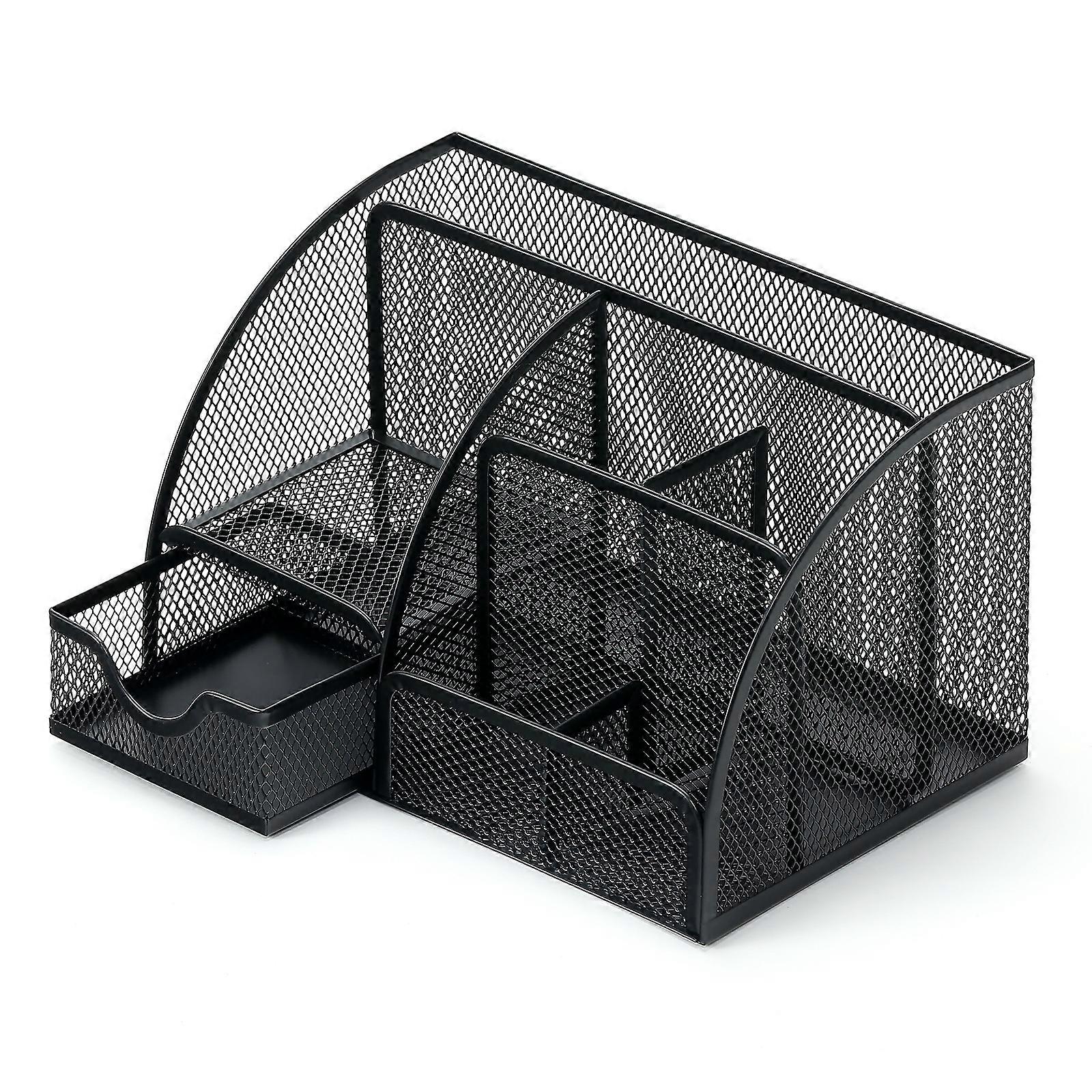 Metal Desktop Pen Holder, Multifunctional Combined Storage Basket