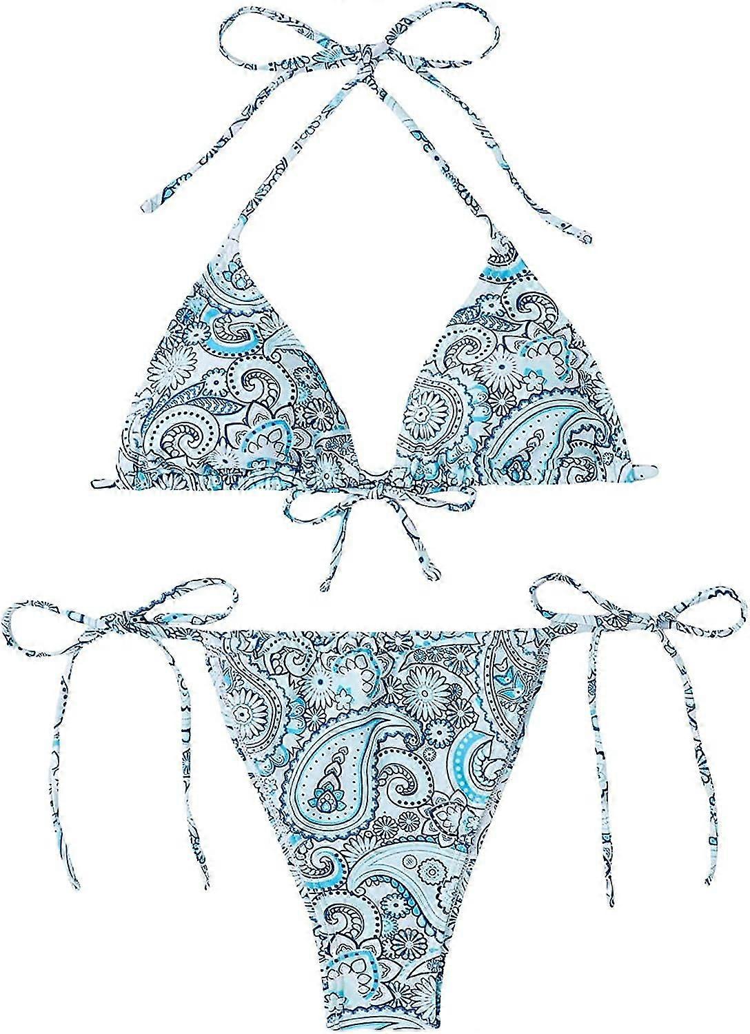 Women’s Flirty Barely There Flower Print Tie Bikini