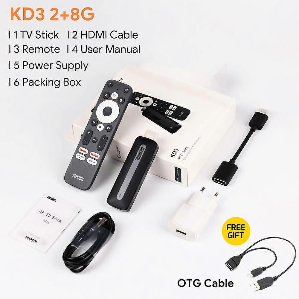 MECOOL KD3 Android 11 TV Stick with Netflix 4K Certified Dolby Audio 2+8G Google Certified Google TV Stream Media Receiver Stick