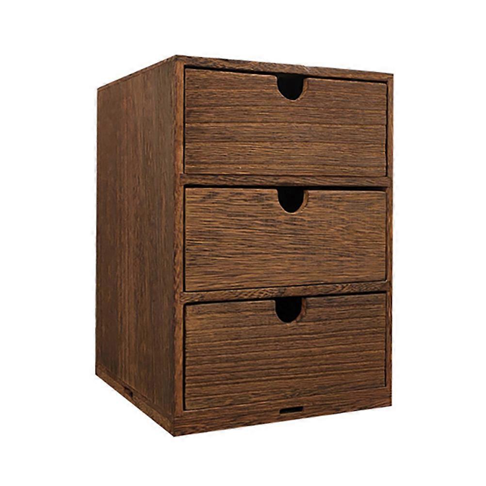Wooden Multi-layer Storage Case Desktop Drawer Style Sundry Sorting Box (Brown)
