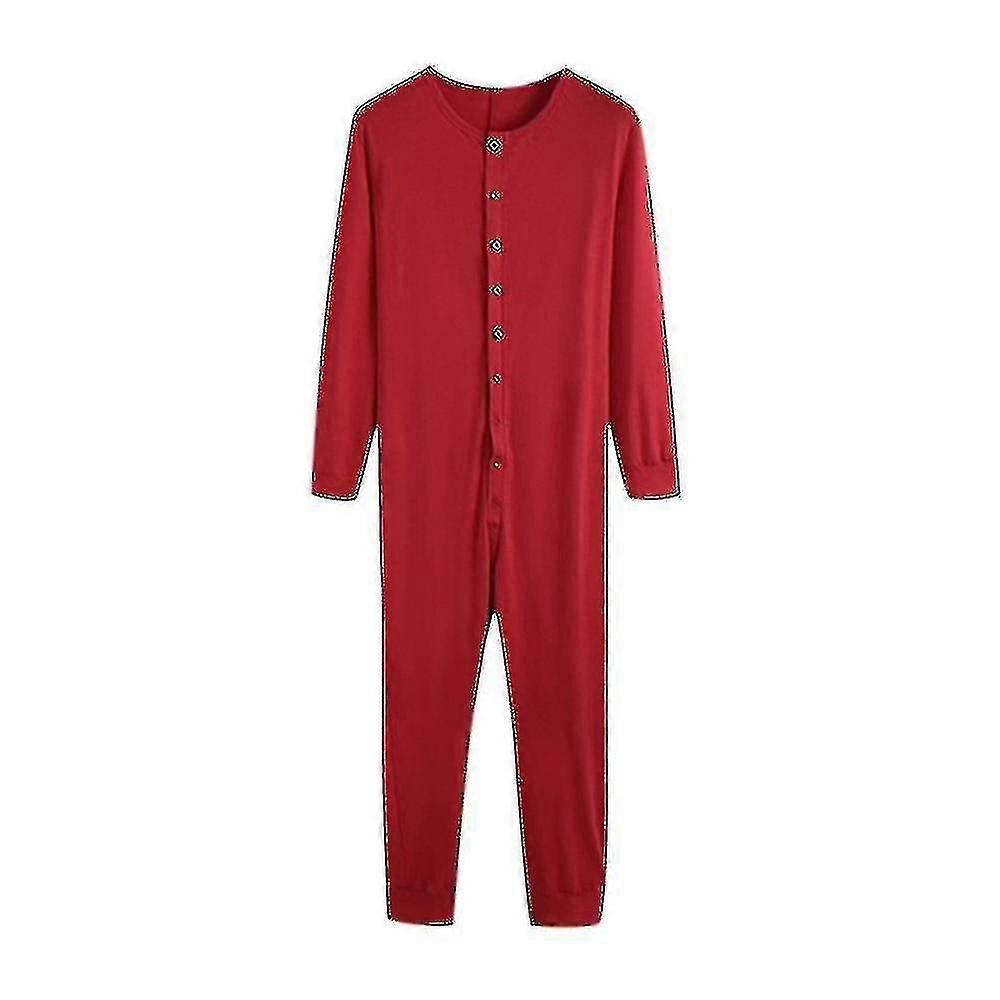 Erkekler Uzun Kollu Tek Parça Tulum Pijama Uyku Tulumu Playsuit Gecelik