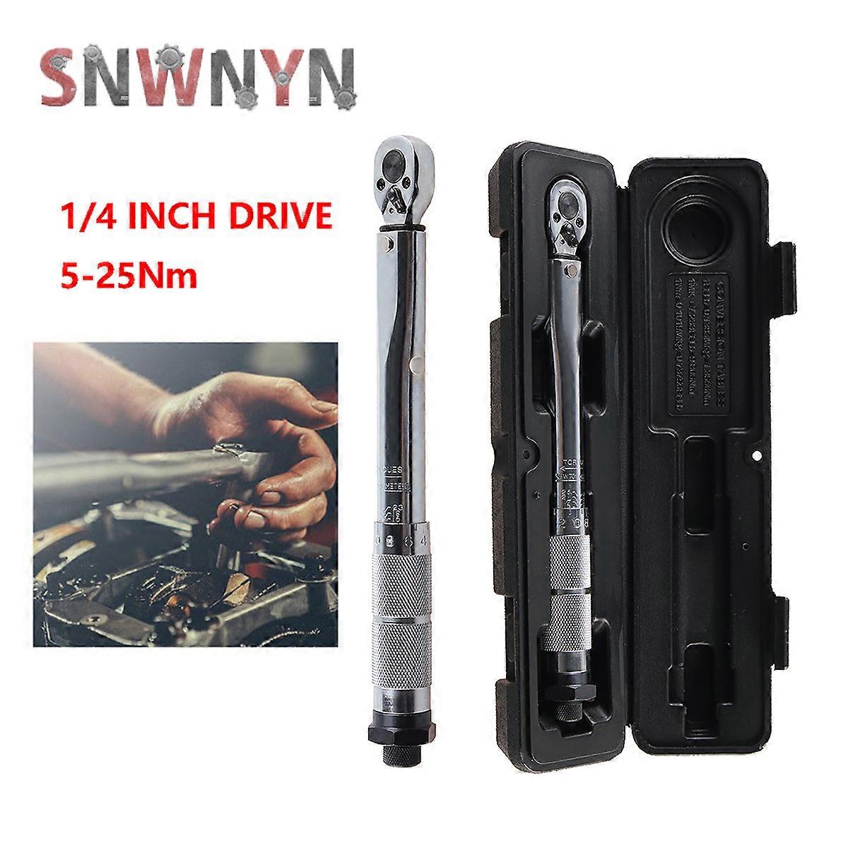 Torque Wrench 1/4 Adjustable Square Drive 5-25NM Two-way Precise Ratchet Wrench Spanner Hand Tool