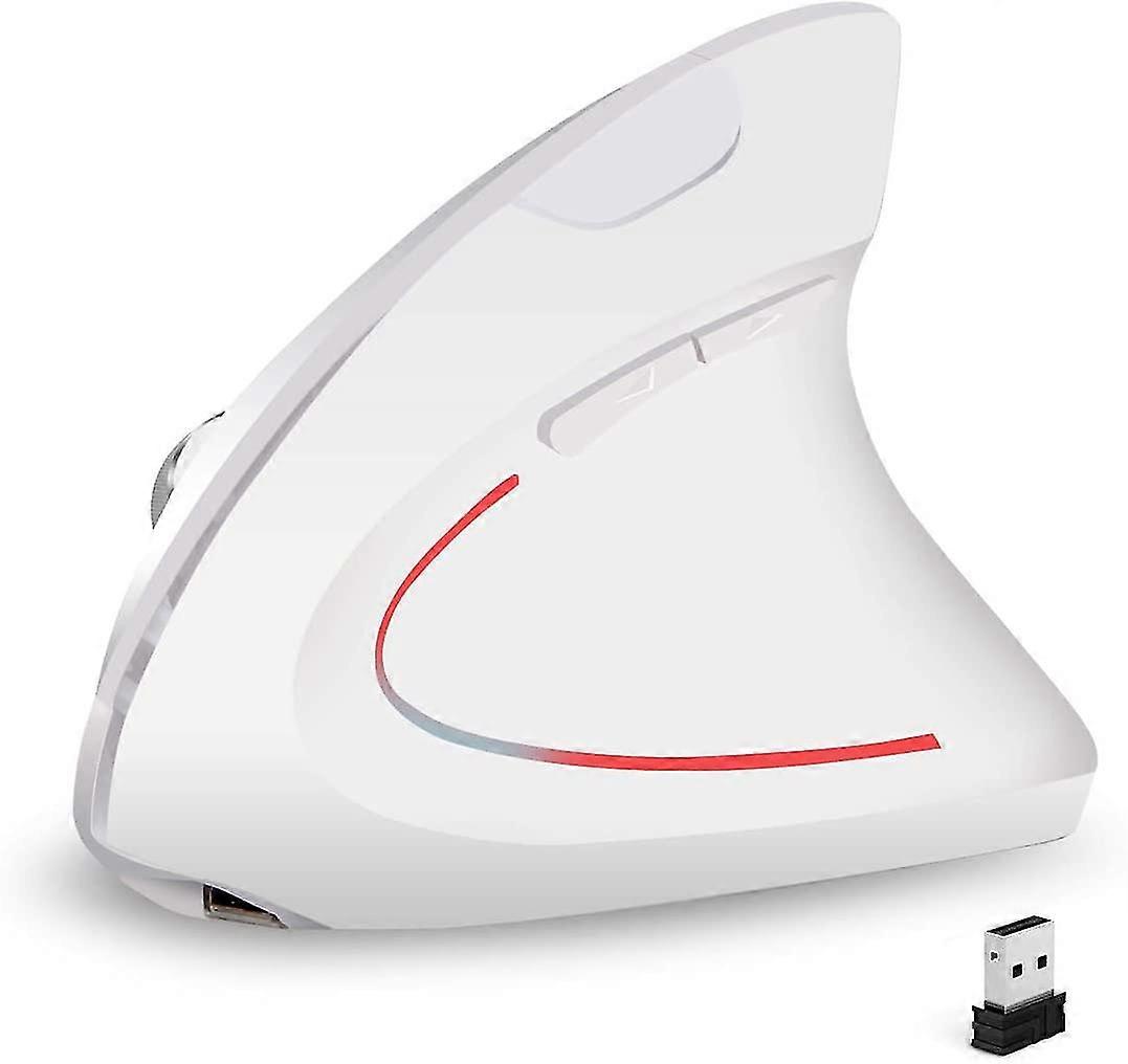 Mouse vertical recarregável ergonômico sem mão 2.4ghz com 4 Dpi ajustáveis 800/1200/1600/2400, 6 botões