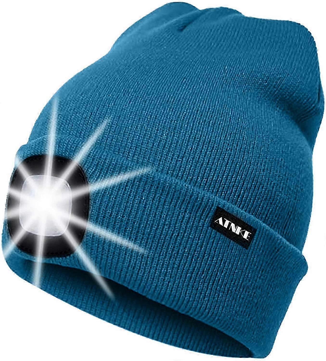 Lighted Beanie Cap Rechargeable Running Hat Ultra Bright 4 LED Waterproof Headlamp