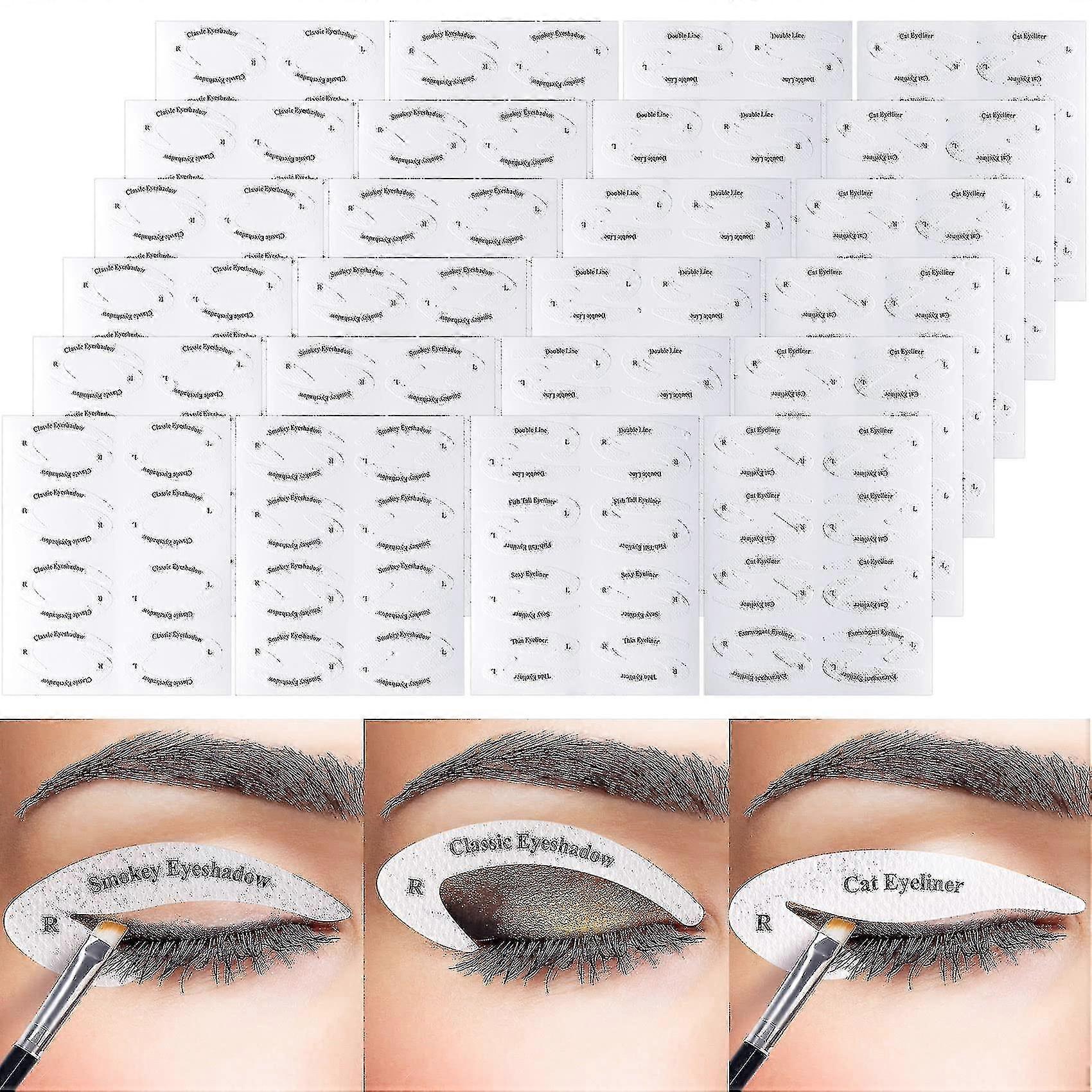 24 piezas Eyeliner Eyeshadow Stencil, Cat Eyeliner Eyeshadow Stencil Stencil Pad, Quick Makeup Tool
