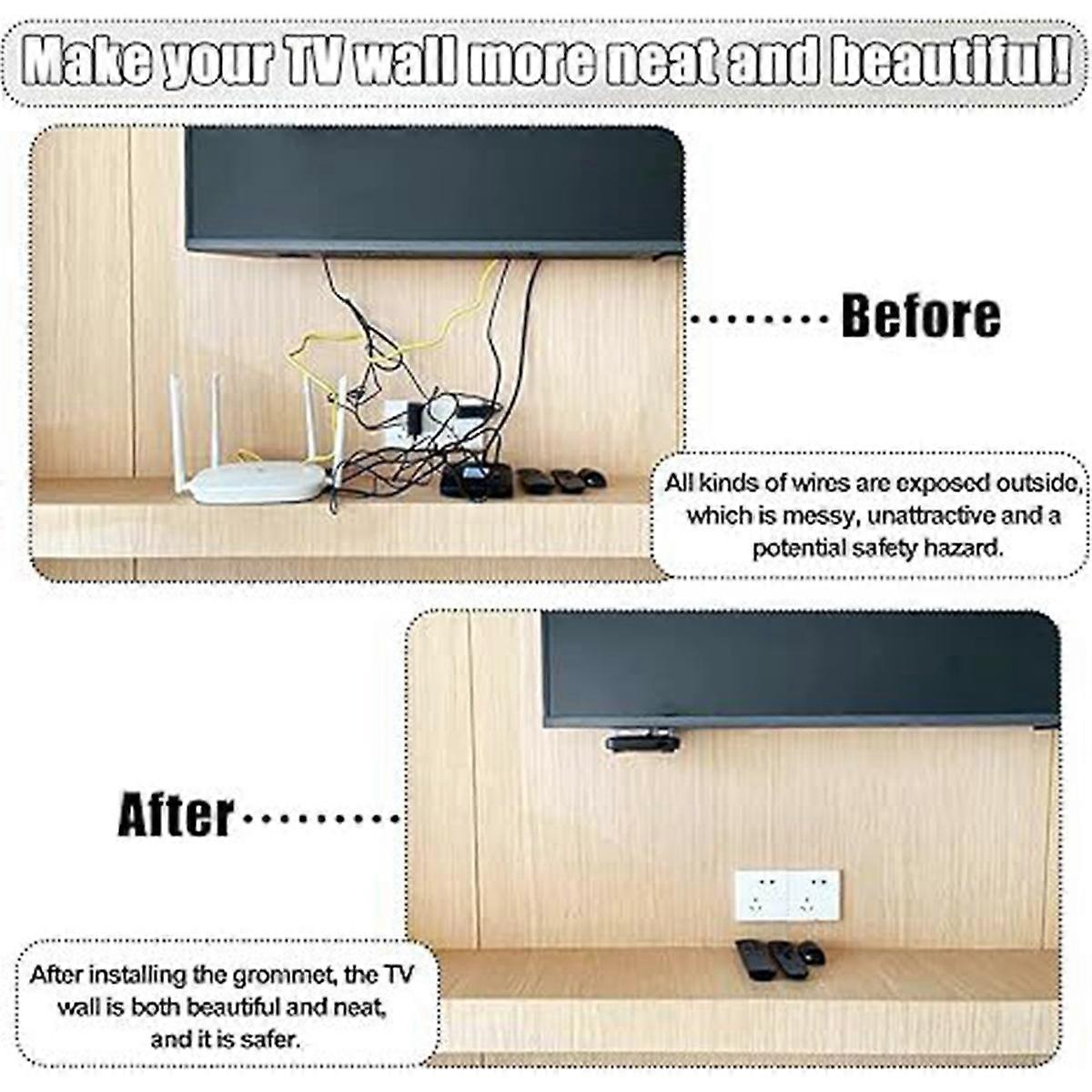 6PCS TV Cord Hider 2-3/8In(60mm) in Wall Cable Management Kit Cord Hider for Wall Mounted TV Hole S