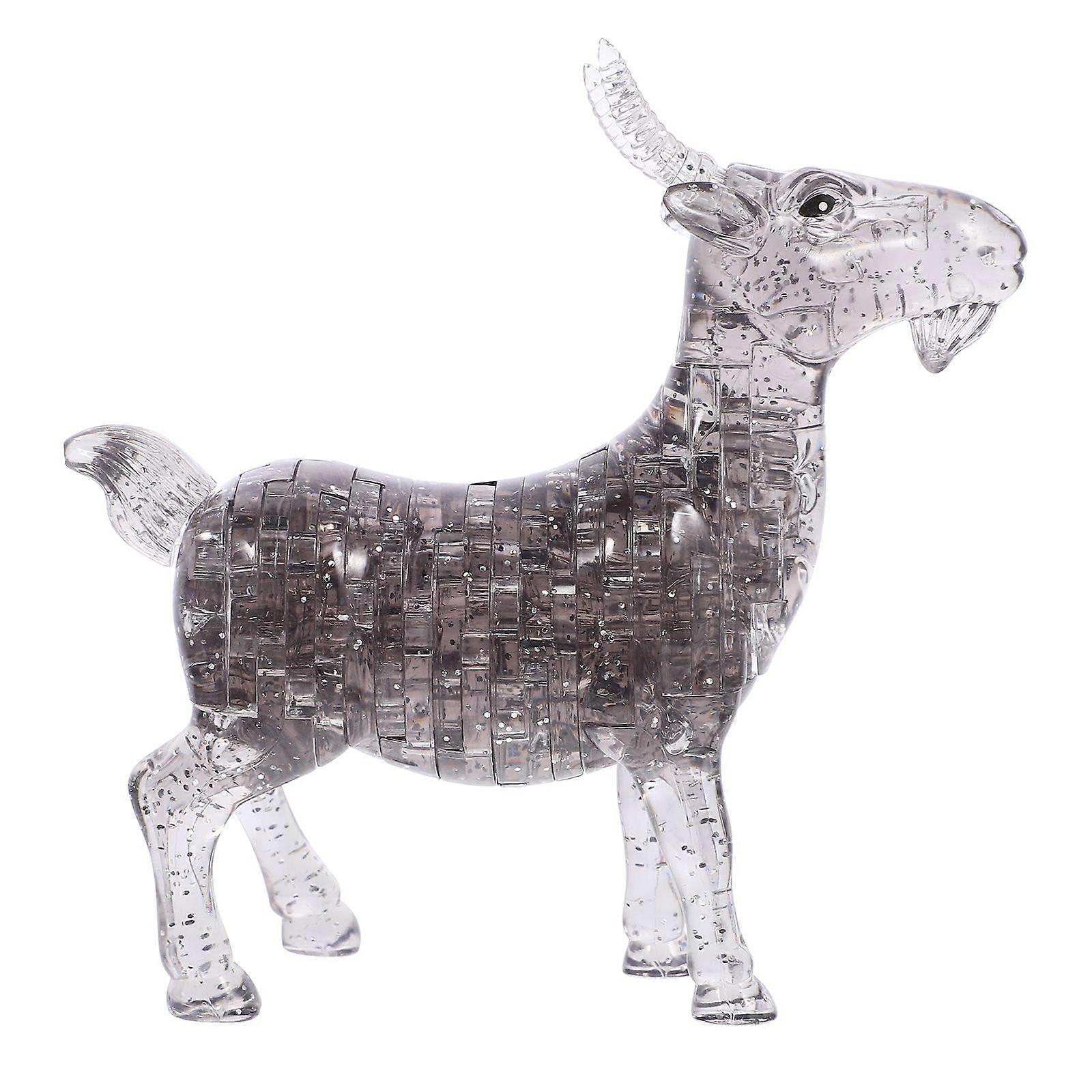 1Pc Fashion and Creative 3D Crystal Jigsaw Puzzle With Self - Installed Animal Goat (Grey)