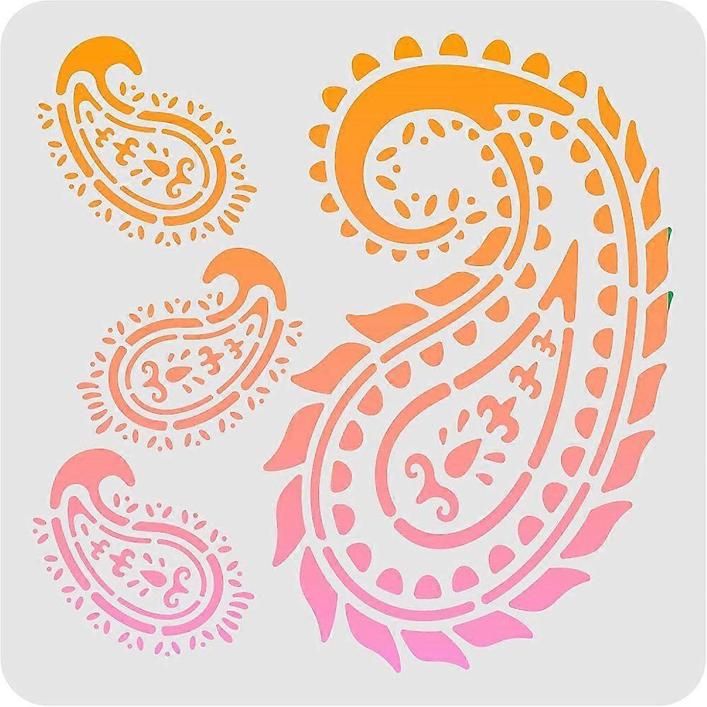 1pc Plastic Reusable Drawing Painting Stencils Templates for Painting on Scrapbook Paper Wall Fabric Floor Furniture Wood Square Feather Pattern 300x3