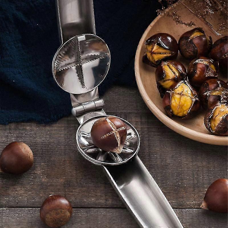Stainless Steel Chestnut Peeler & Nut Cracker Tool with Ergonomic Handle