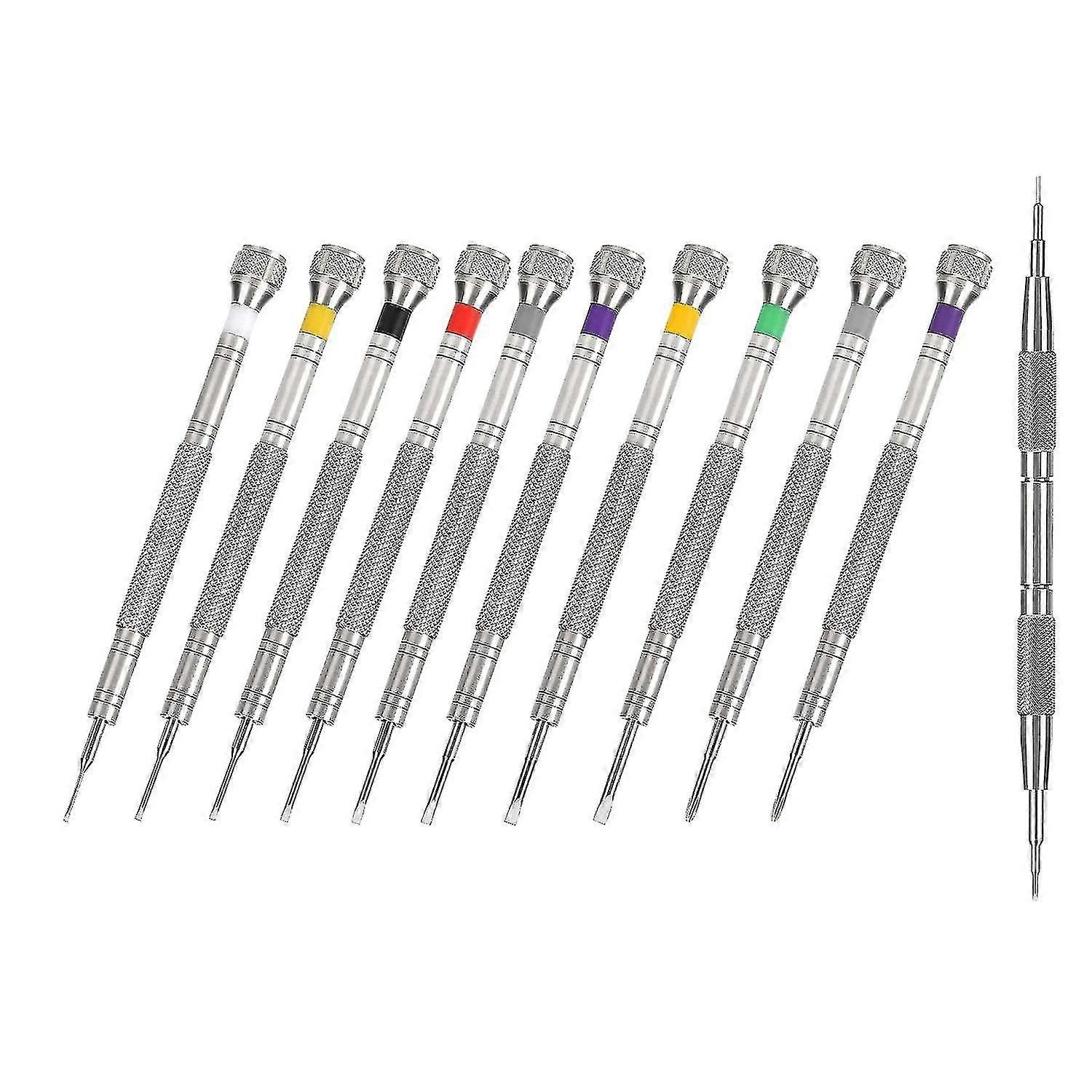 10pcs Watchmaker Screwdriver + 1pcs Bar Tool, Watch Screwdriver For Watch Rep, Eyeg
