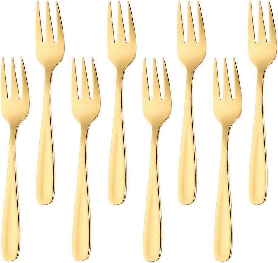 Πιρούνι κέικ από ανοξείδωτο ατσάλι 3 Prong Fruit Fork, 8-κομμάτι χρυσό πιρούνι Σετ καθρέφτη Βερνίκι ιδανικό για επιδόρπιο γαμήλιου πάρτι