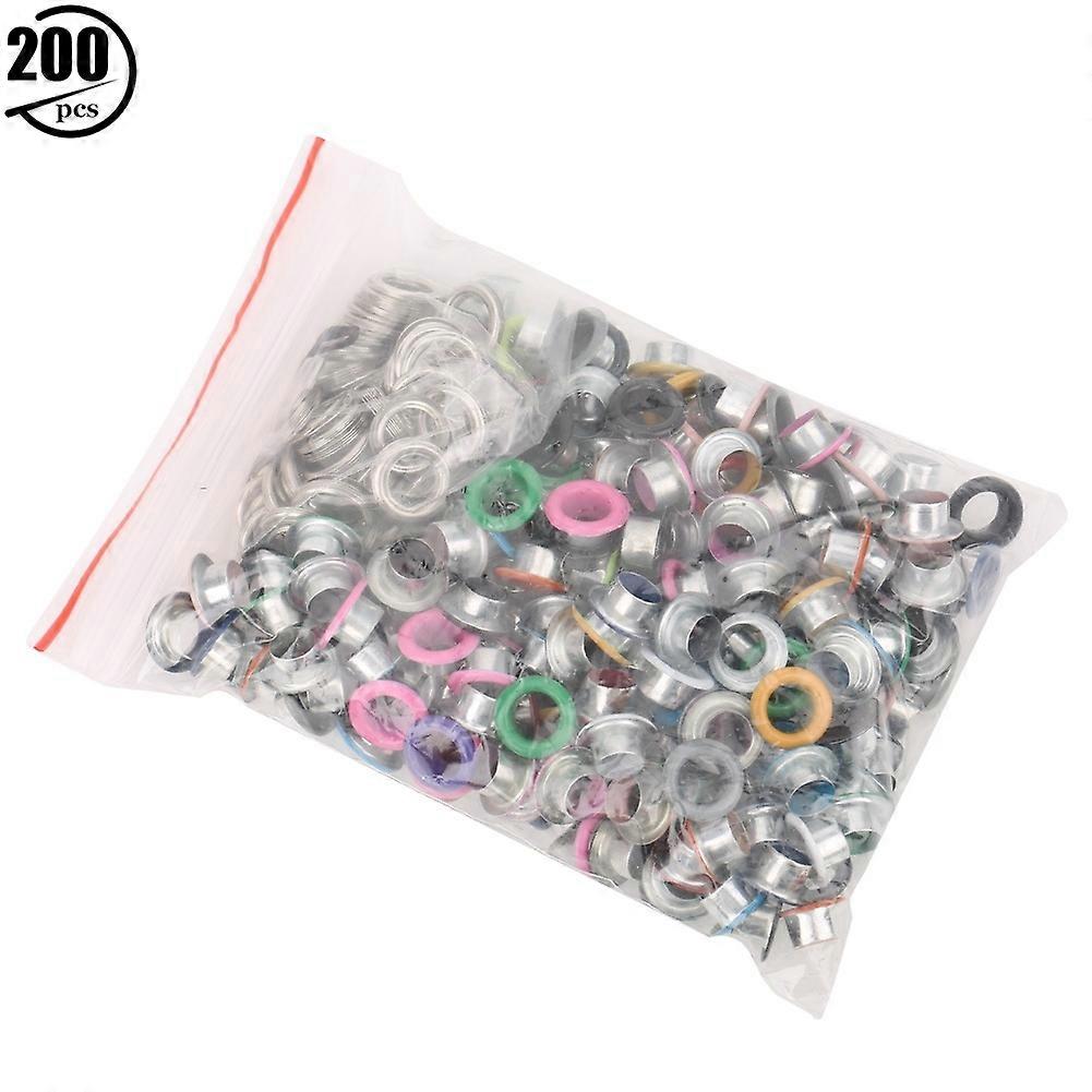 200 Sets Mixing Colored Metal Eyelets Grommets Leather Craft Scrapbooking Card Eyelets6MM