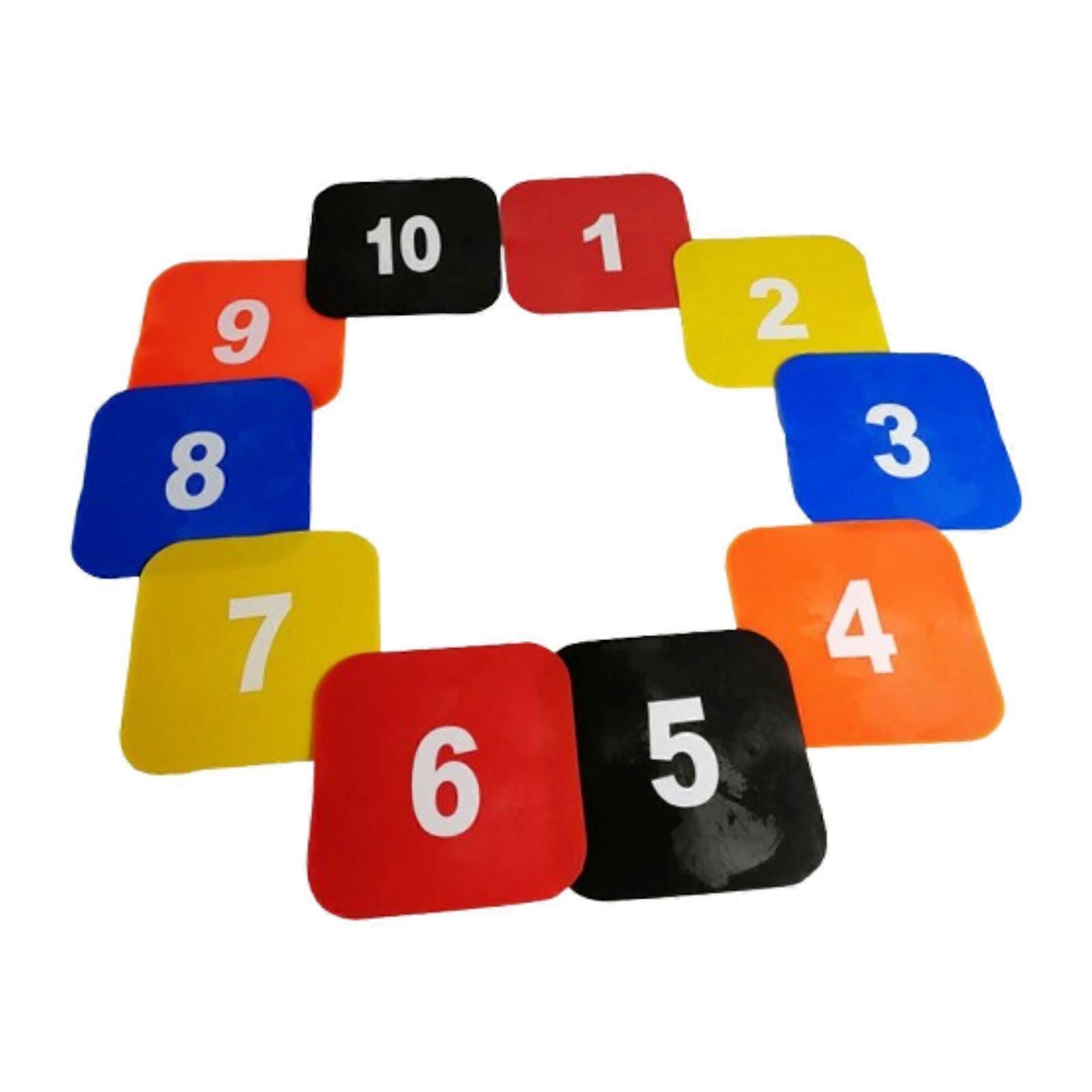 10 x 9 tommers flate firkantede punktmarkører, lyse for utendørs idrettsøvelser