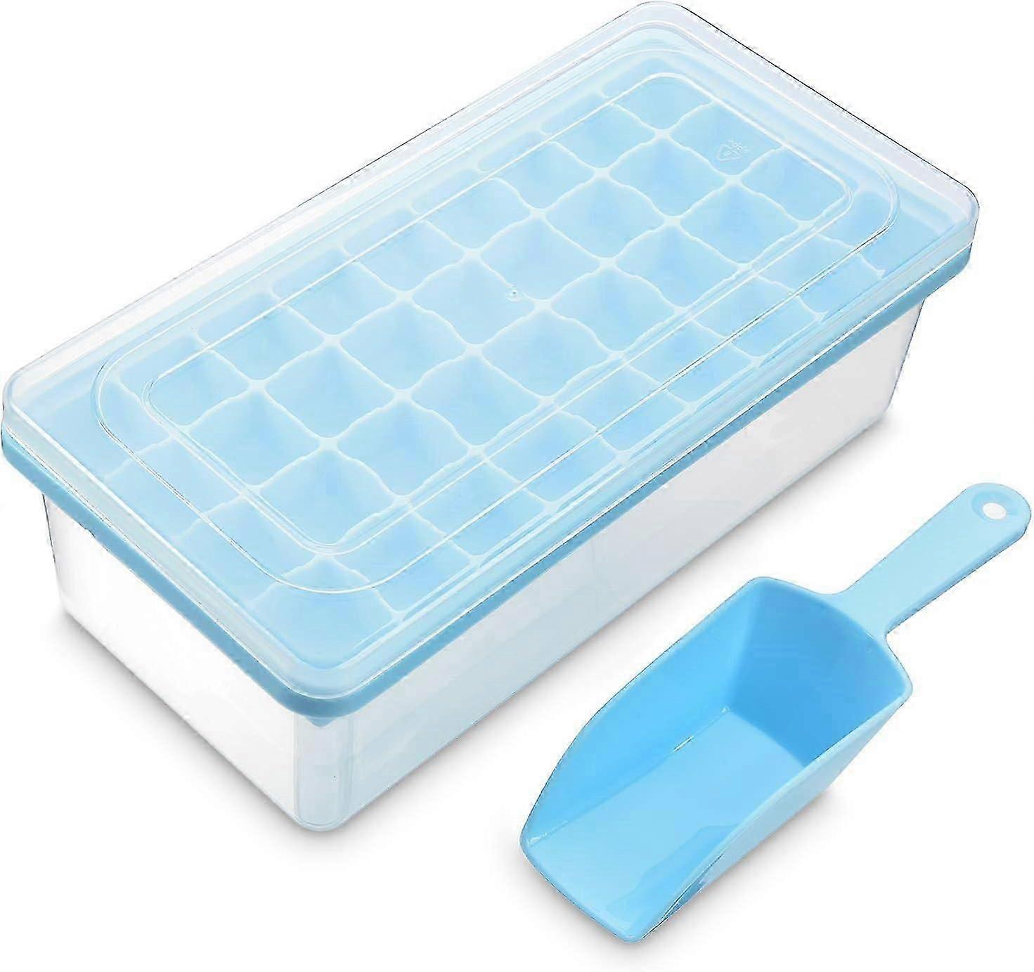 Ice cube tray with lid and storage container, large ice tray for easy removal Perfect ice maker mold for cocktails and whiskey