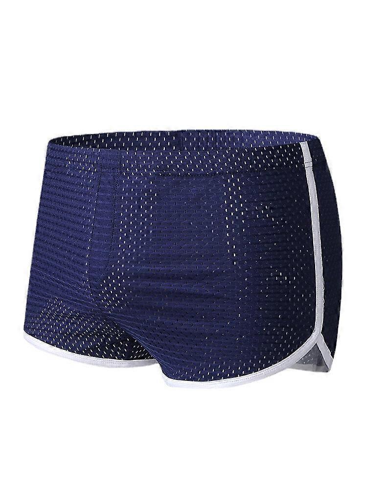 Mens Mesh Solid Color Breathable Thin Boyshorts Ice Silk Arrow Boxers Briefs