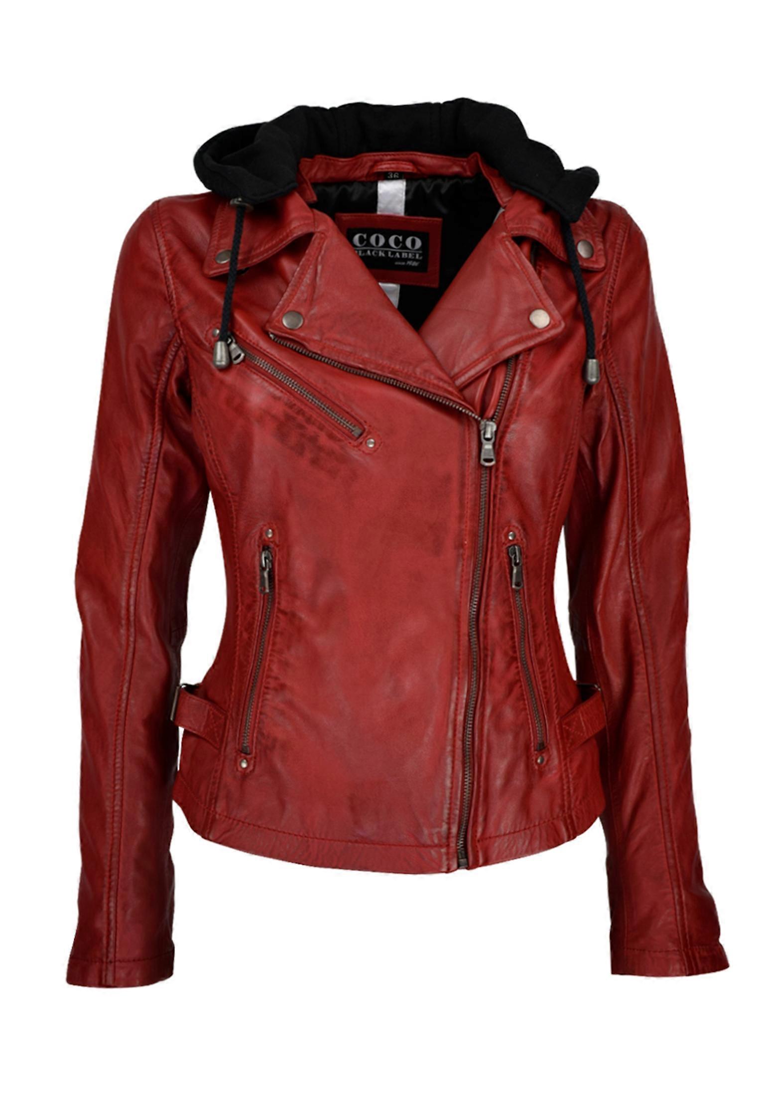Women's Leather Jacket with Hood