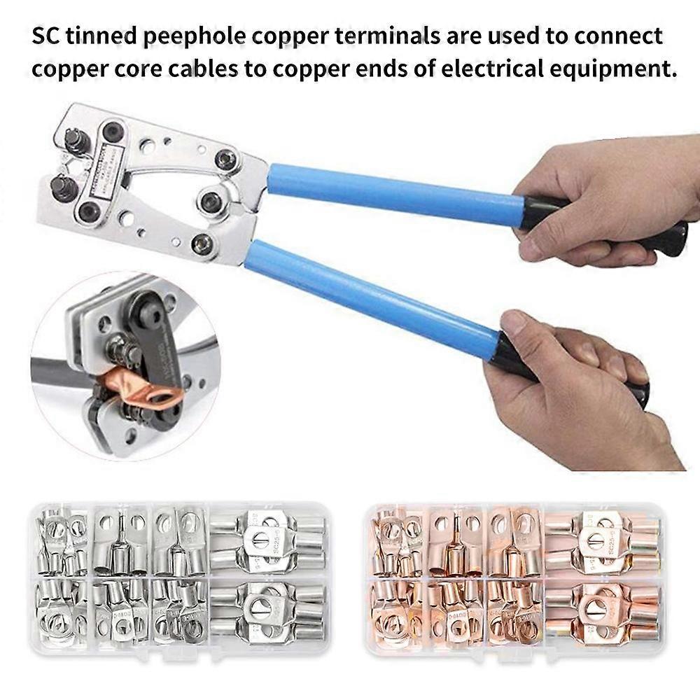 60pcs Assortment Car Auto Copper Ring Terminal Wire Crimp Connector Bare Cable Battery Terminals Sol