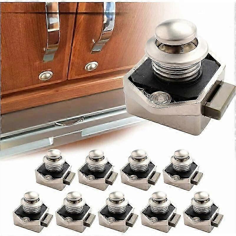 10pcs Push Button Keyless Latch, Keyless Door Lock Latch Button for RV Boat Yacht Camper Cupboard Door Cabinet