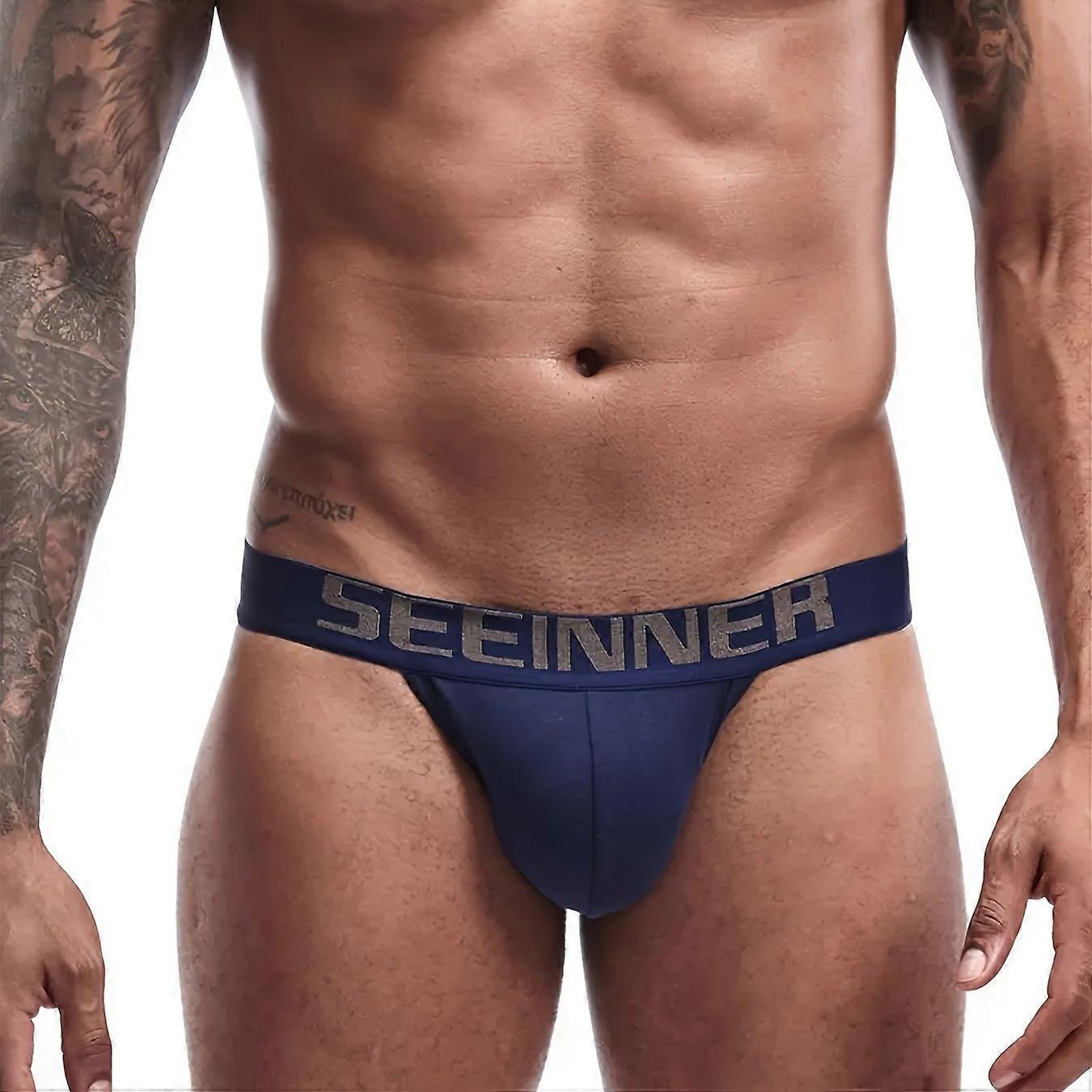 Men's Underwear, Fashion Low Rise U-shaped Briefs, Cotton Breathable Soft Comfy Stretchy Panties, S