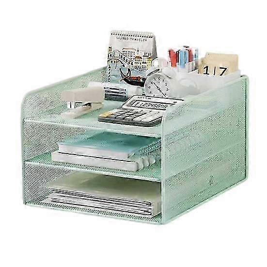 Three Layer Design Large Capacity Multifunctional File Organizer Paper Holder Metal Mesh