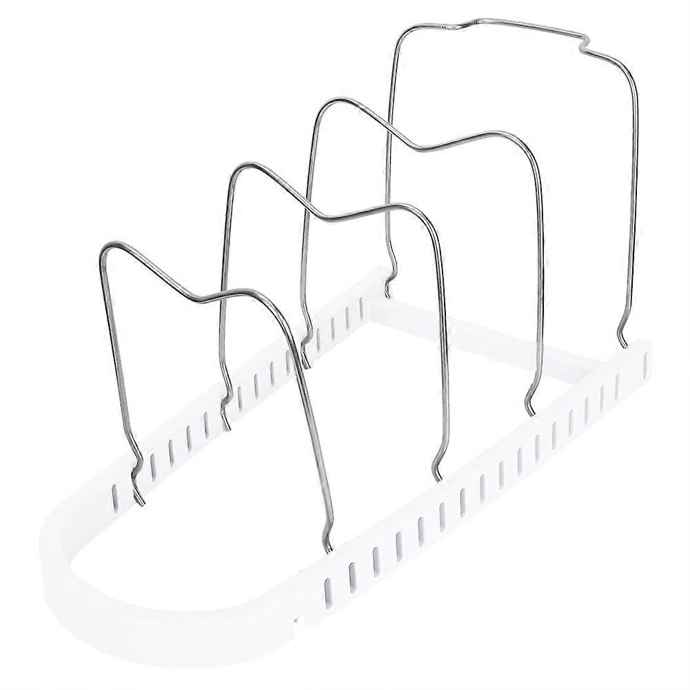 Multi-Purpose Kitchen Storage Shelving Shelf Rack Pot Pan Cookware Lid Organizer (White)