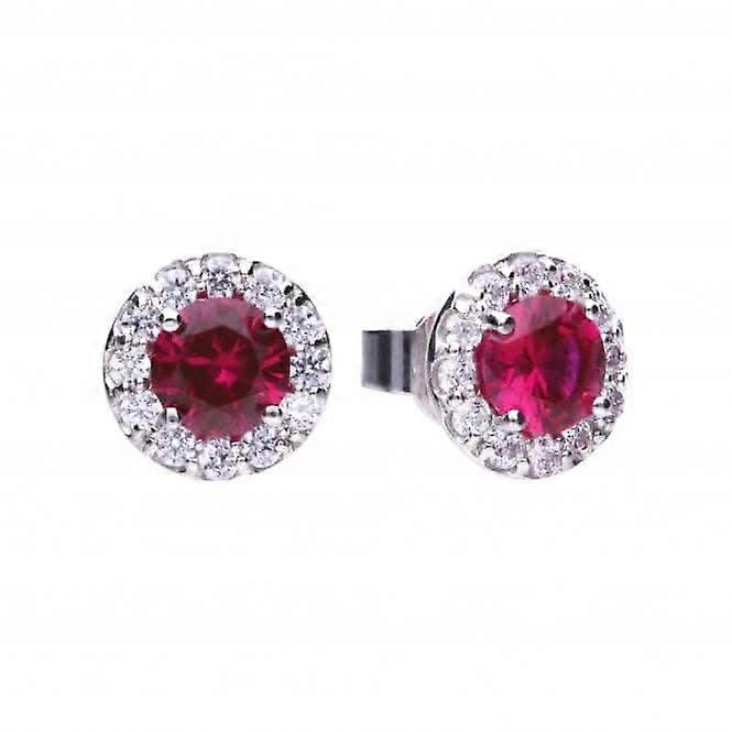 Cubic Zirconia Red Round Cluster Earrings E5654
