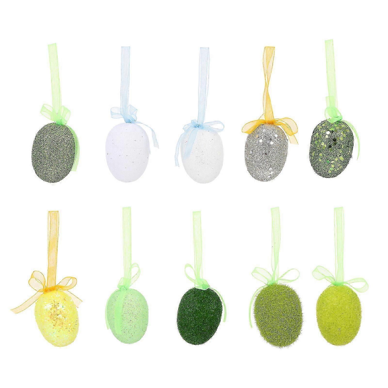10 Pcs Easter Egg Shape Ornament Foam Egg Hanging Pendant Easter Party Decor