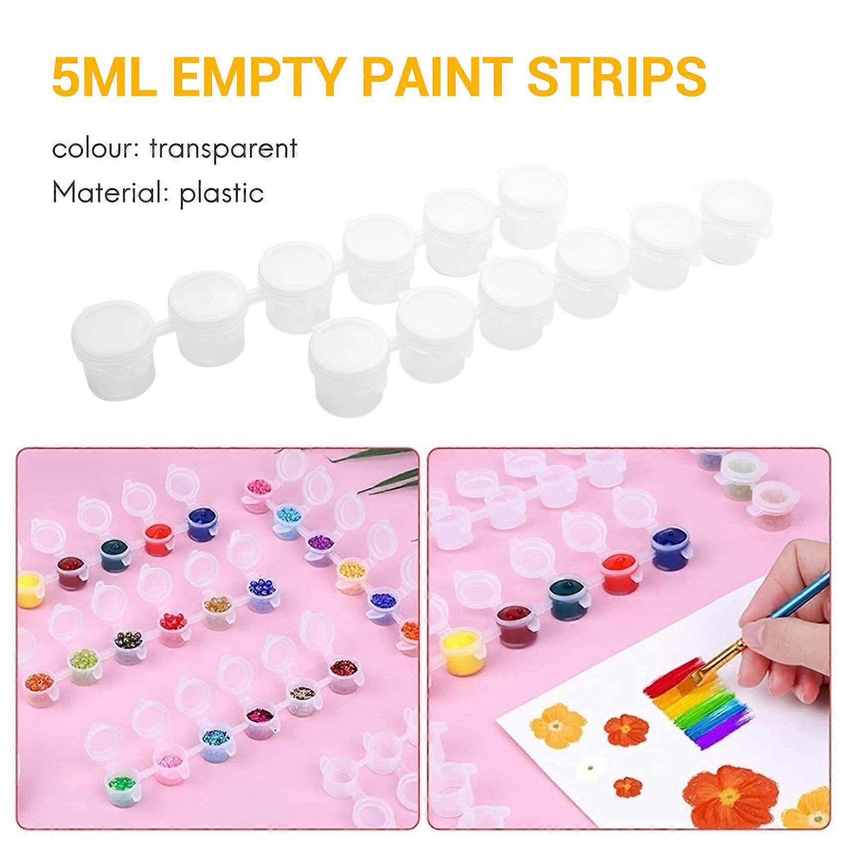20 Strips 120 Pots 5Ml 6 Cups Mini Empty Paint Pot Pod Strips Plastic