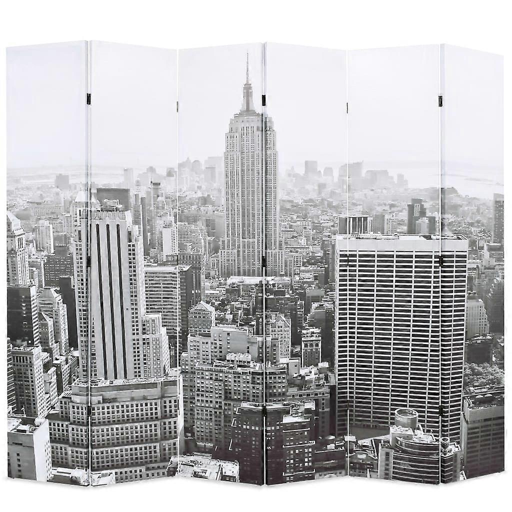 Folding Room Divider 228 x 170 cm New York by Day Black and White
