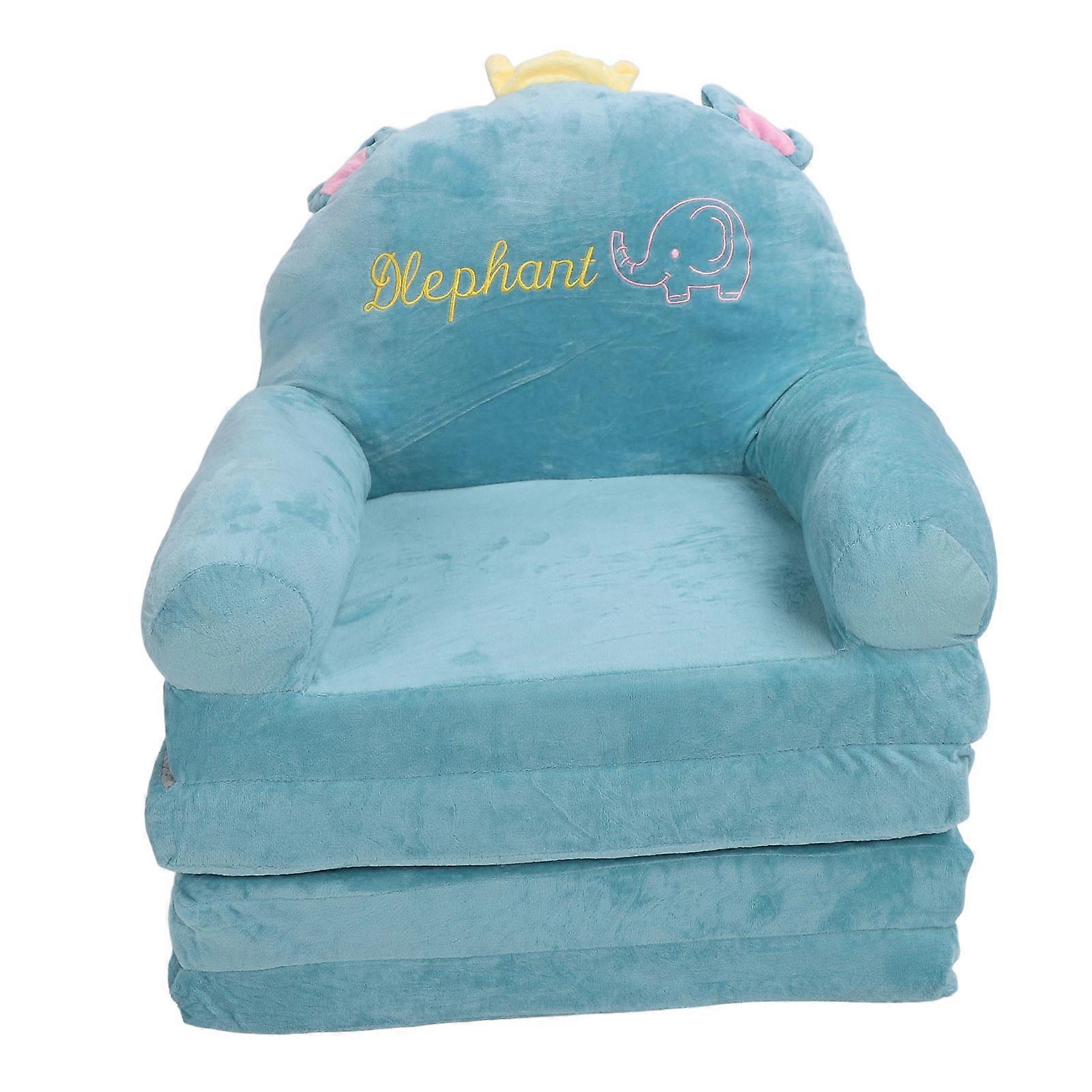 Foldable Kids Sofa Kids Sofa Couch Comfy 2 in 1 Flip Open Couch Sleeper for Kids Elephant Embroidery Pattern 4 Layer