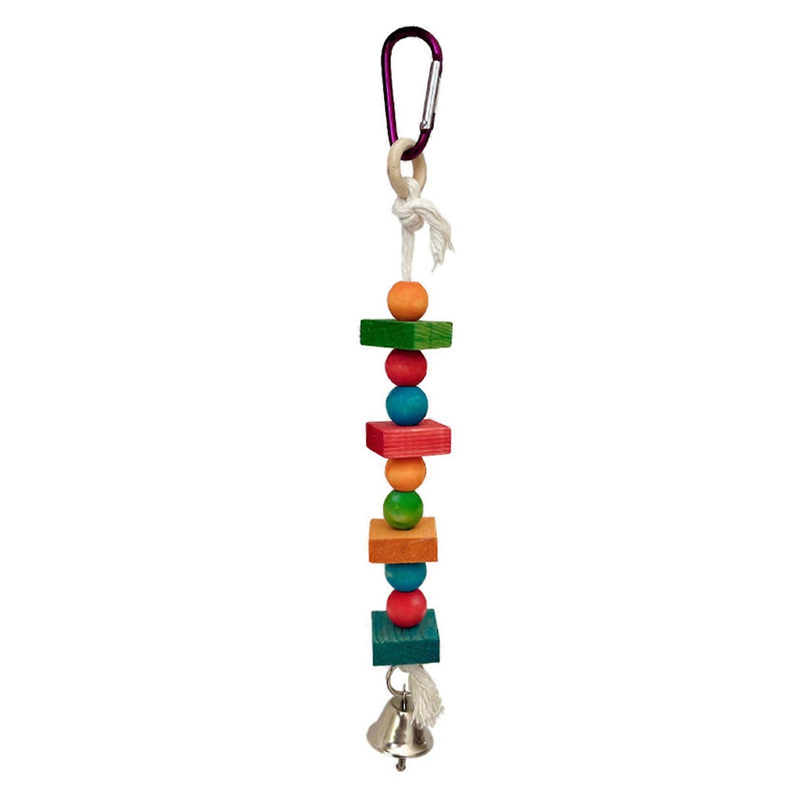 Bird Chew Toy with Stick Block Swing Bridge Wood Hanging for Budgies Training Perch Toy for Birds Cage Decoration