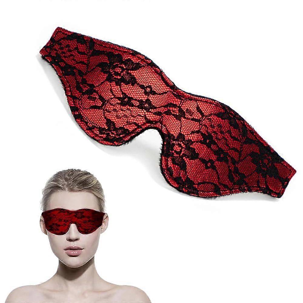 Red Flowering Lace Plush Eye Mask for Meditation and Sleeping Couples, Soft Comfortable Design, Perfect for Relaxation