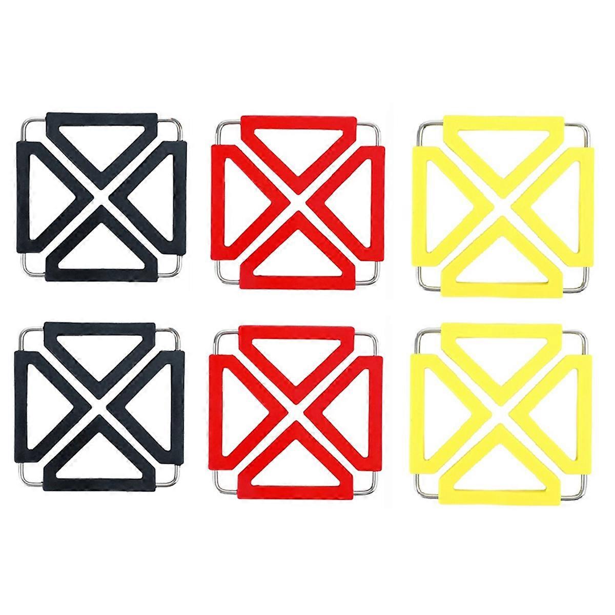 6PCS Kitchen Utility Foldable Silicone Trivets Mat Pad