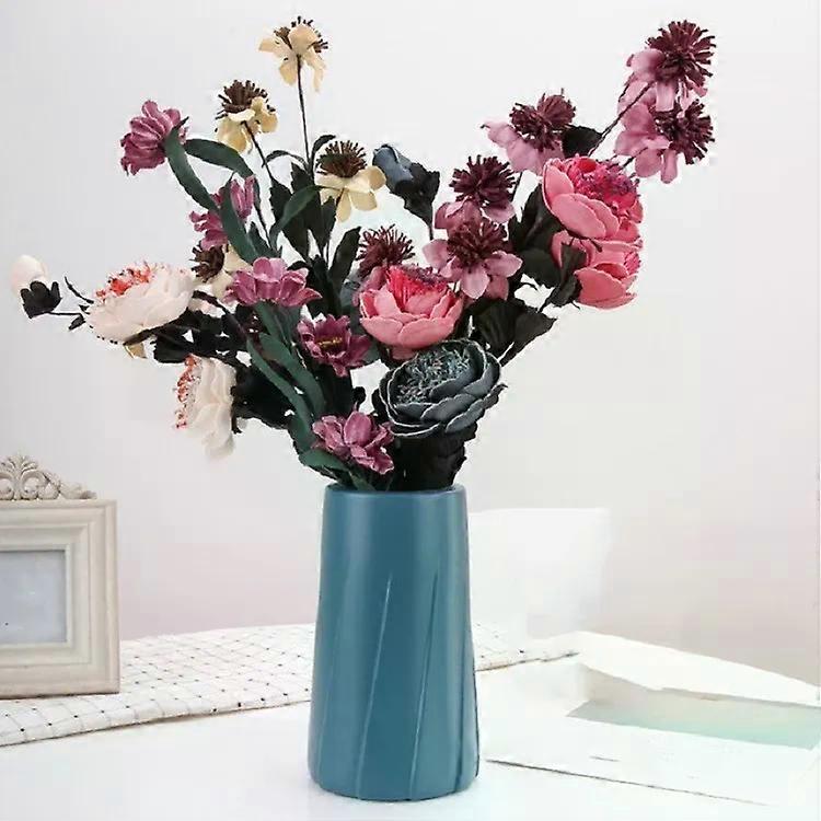 Modern Plastic Vase-Creative Blue Table Decoration 9.5 x 20cm Blue